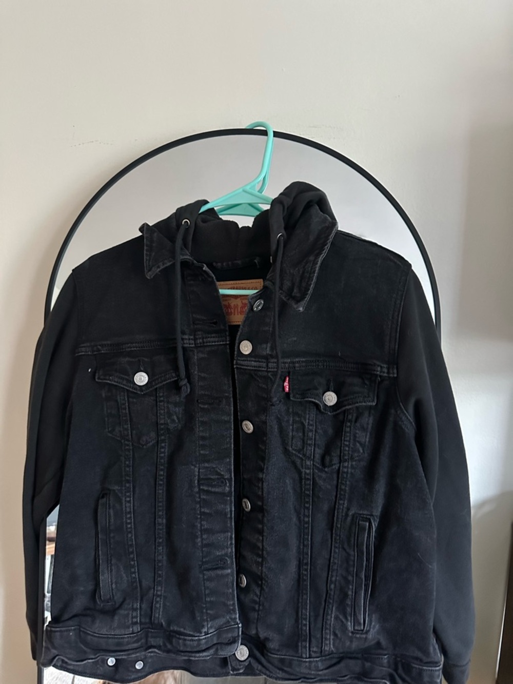 Levi's Black Hooded Denim-Style Jacket